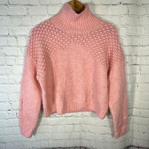Free People Bradley Sweater Pink Small‎  Knitted Pullover Cropped Boho Chunky